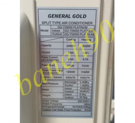 کولر گازی 9000 جنرال گلد مدل GG-TS9000 PLATINUM - تصویر 8
