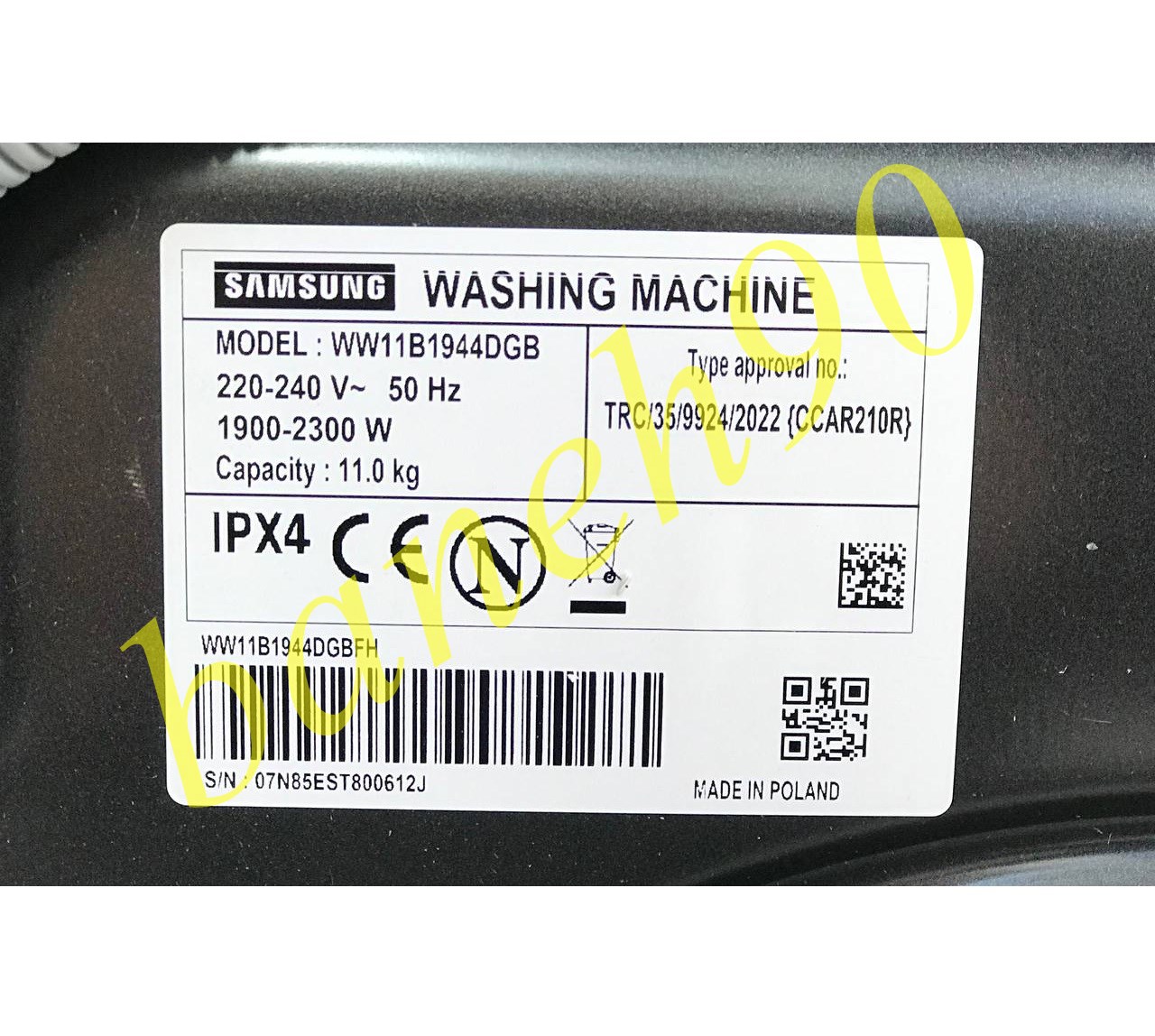 لباسشویی سامسونگ WW11B1944DGB | ماشین لباسشویی 11 کیلو سامسونگ مدل WW11B1944DGB - تصویر 8