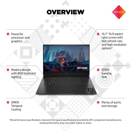 لپ تاپ گیمینگ HP OMEN 16X Ryzen7-6800h/16GB/1TB/8G RTX3070 - تصویر 4
