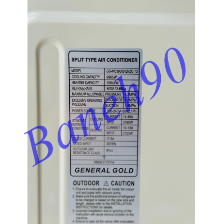 کولر گازی جنرال گلد 36000 سری ENZO مدل GG-MS36000 - تصویر 10